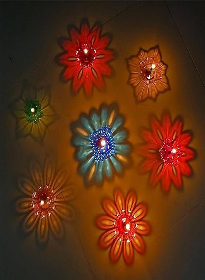 FLUZOV | 3D Reflection Shadow Combo Special Reusable Colourful | Multi Pattern |Diwali Oil Diva | Diwali Decoration | Lamps for Pooja | Home Decoration Indoor & Outdoor (Golden Diya, 12) - Image 5